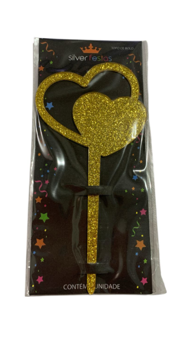 17082 - TOPO MEDIO CORACAO DOURADO - SILVER PLASTIC