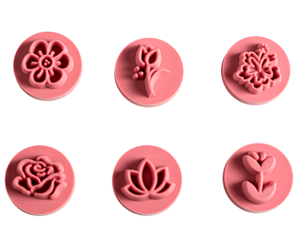 17091 - KIT CARIMBOS FLORES ROSA BEBE 2cm - BLUE STAR