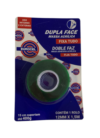 17137 - FITA ADESIVA DUPLA FACE MASSA ACRILICA 12mmX1,5m - EUROCEL