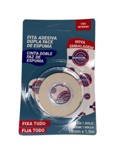17134 - FITA ADESIVA DUPLA FACE ESPUMA 19mmX1,5m - EUROCEL