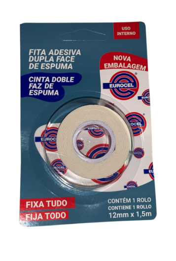 17133 - FITA ADESIVA DUPLA FACE ESPUMA 12mmX1,5m - EUROCEL