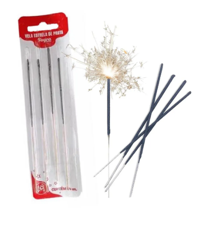 17115 - VELA ESTRELA PRATA C/4un - REGINA