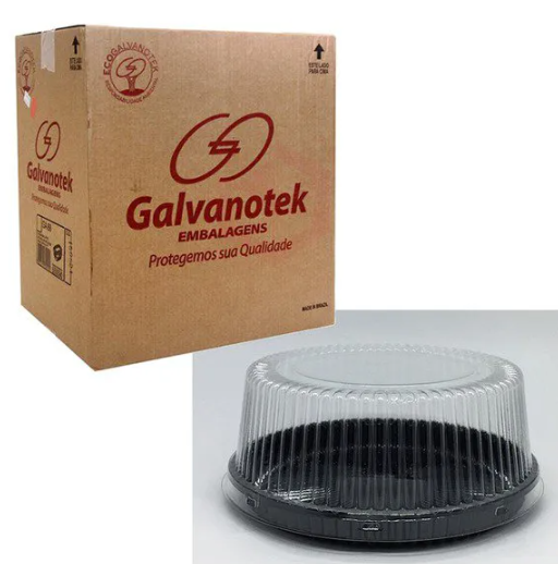 16051 - EMBALAGEM G32MM TORTA MINI MEDIA PRETA 750g CX C/ 100cj  - GALVANOTEK 
