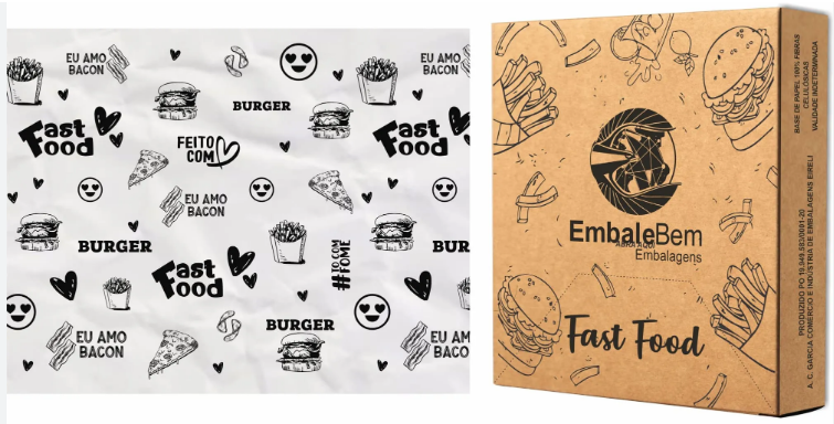 17188 - PAPEL ACOPLADO FASTFOOD 40x40 C/300un - EMBALE BEM