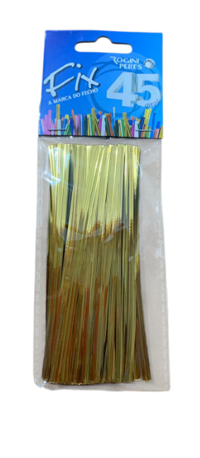 3060 - FIX ARAME ENCART. BRILHANTE DOURADO FOSCO 11cm C/100un - ROGINI PERES