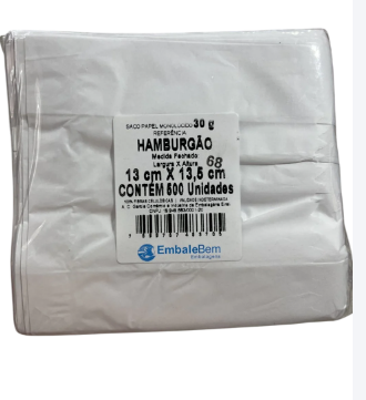3779 - SACO PAPEL HAMBURGÃO MONO C/500un - EMBALEBEM