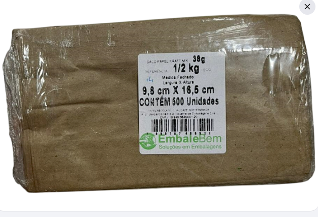 3169 - SACO PAPEL KRAFT MIX 1/2kg C/500un ECO - EMBALEBEM