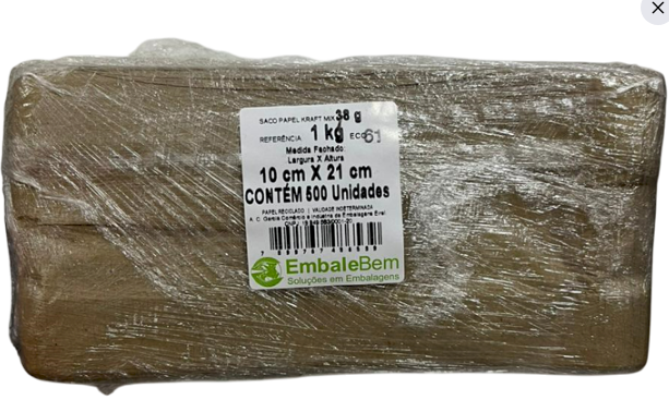 3171 - SACO PAPEL KRAFT MIX 1kg C/500un ECO - EMBALEBEM