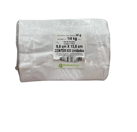 3177 - SACO PAPEL BRANCO 1/4 kg C/500un - EMBALEBEM