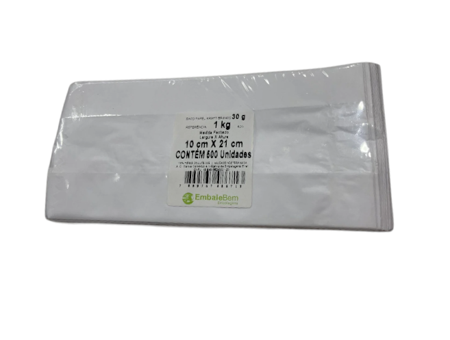 3178 - SACO PAPEL BRANCO 1kg C/ 500un - EMBALEBEM