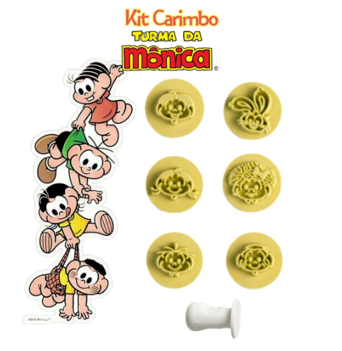 17237 - KIT CARIMBOS TURMA DA MONICA AMARELO 2,5cm - BLUE STAR