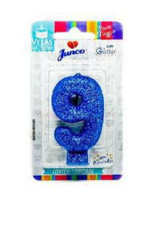 1584 - VELA LIVE COLORS C/GLITTER AZUL N.9 - JUNCO