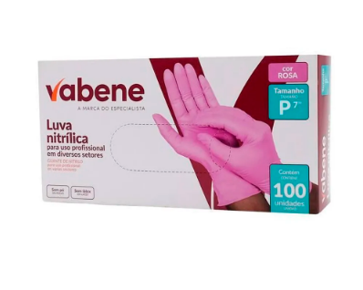 17452 - LUVA NITRILICA P ROSA C/100un - VABENE