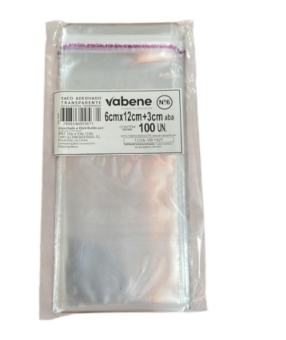 17483 - SACO ADESIV N6 6x12cm+3cm C/100un - VABENE