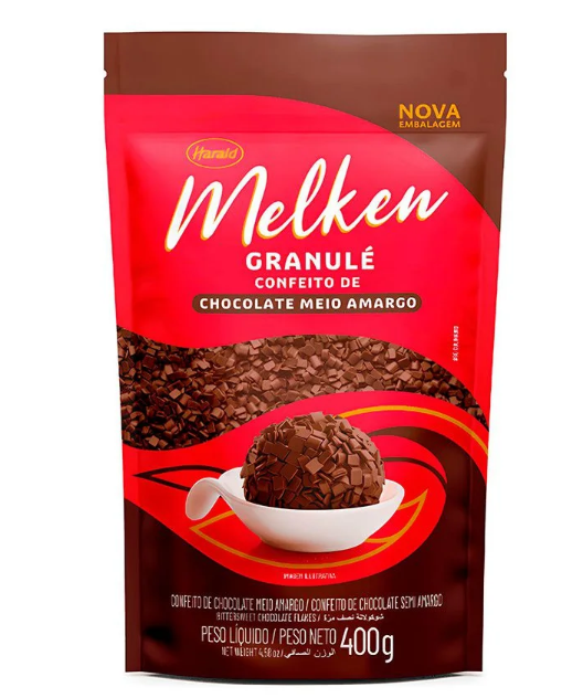 724 - GRANULE CHOCOLATE MEIO AMARGO MELKEN 400g  - HARALD