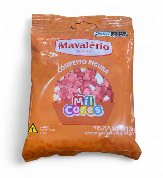 1888 - CONFEITO FIGURA CORAÇÃO MIL CORES 120g - MAVALERIO