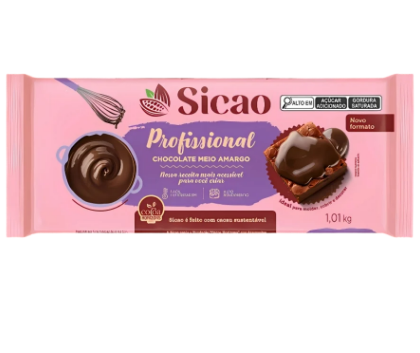 17551 - CHOCOLATE BARRA MEIO AMARGO PROFISSIONAL 1,01kg - SICAO