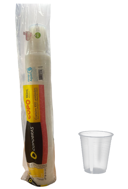 834 - COPO 180ml TRANSPARENTE PS C/100un CFT-180 - COPOBRAS