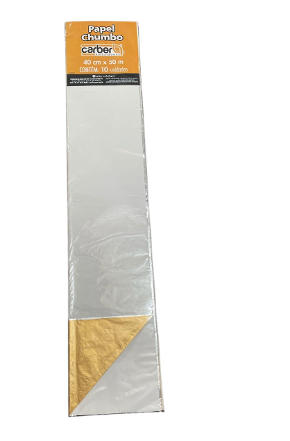 17577 - PAPEL CHUMBO OURO 40x50 C/10un - PC/ CROMUS