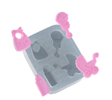 17605 - MOLDE SILICONE 4 OBJETOS P/ BEBE - FLEXARTE