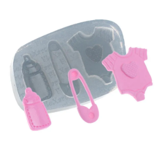 17604 - MOLDE SILICONE ALFINETE E MAMADEIRA E BODY - FLEXARTE