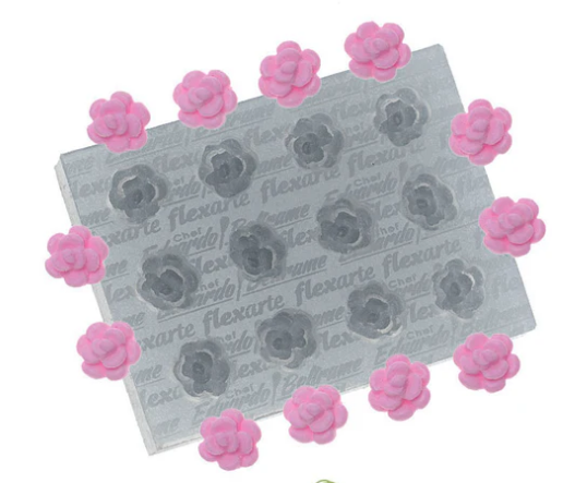 17610 - MOLDE SILICONE BUQUE DE ROSINHAS - FLEXARTE