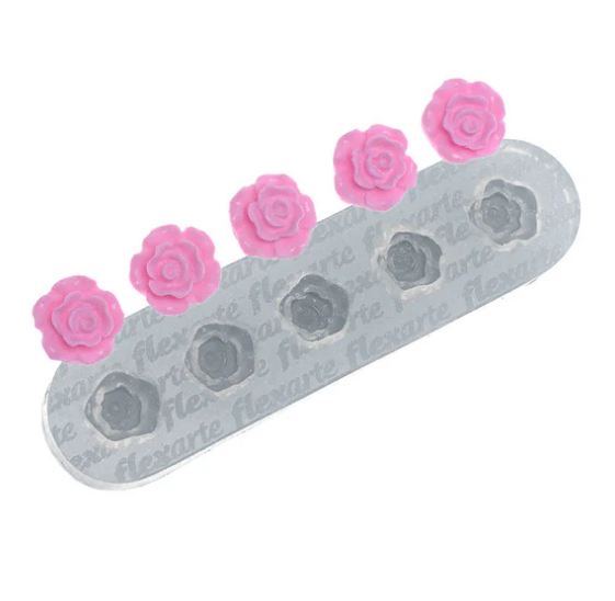 17599 - MOLDE SILICONE MINI ROSINHAS THERON - FLEXARTE