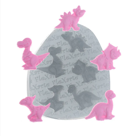 17598 - MOLDE SILICONE MINI BABY DINOSSAUROS - FLEXARTE