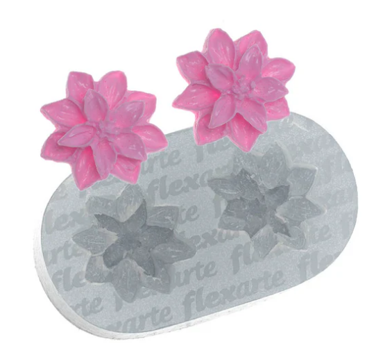 17612 - MOLDE SILICONE PAR DE FLOR REVNA - FLEXARTE
