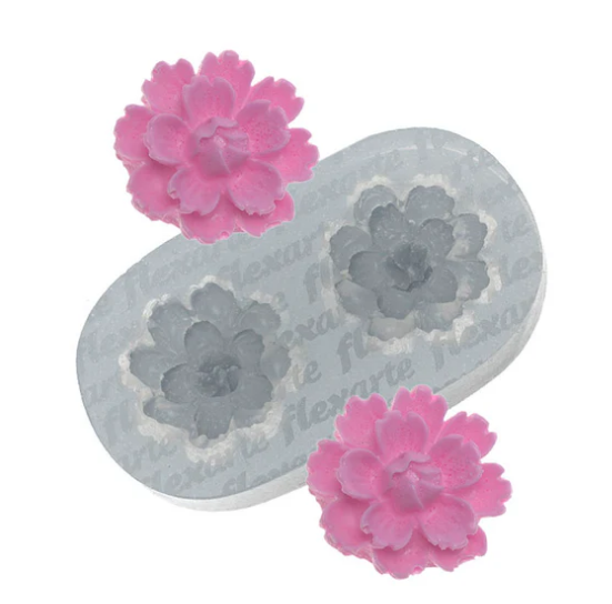 17611 - MOLDE SILICONE PAR DE FLOR KIRBHY - FLEXARTE