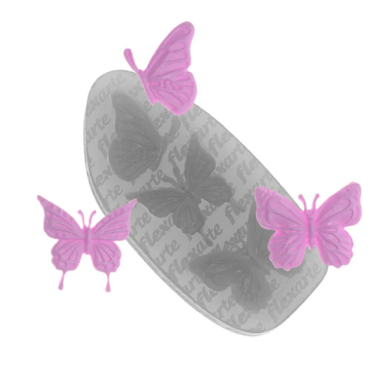 17616 - MOLDE SILICONE TRIO DE BORBOLETAS SOLE - FLEXARTE