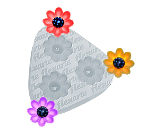 17626 -MOLDE SILICONE TRIO DE MARGARIDAS PEQ - FLEXARTE