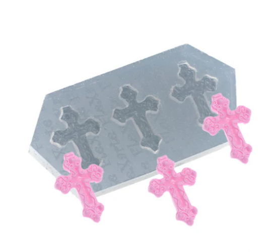 17603 -MOLDE SILICONE TRIO DE MINI CRUZES - FLEXARTE