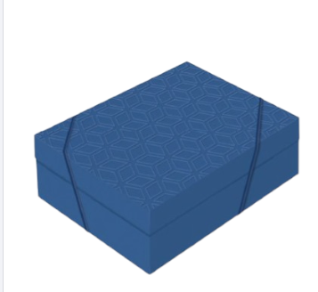 17734 - CAIXA  RETANGULAR C/TAMPA AZUL DENIM M 35x25x11 - PC/ CROMUS