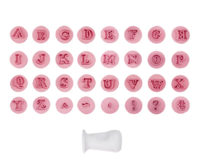 17753 - KIT CARIMBO  LETRAS FOFAS ROSA BEBE 2cm - BLUE START