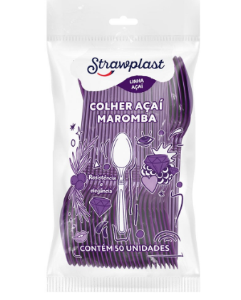 381 - COLHER FORTE ROXA C/50un PS - STRAWPLAST