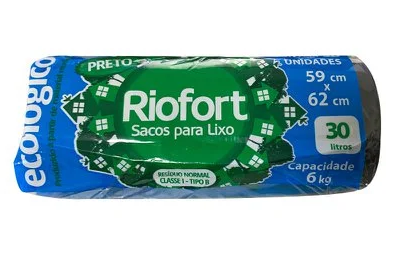 17757- SACO DE LIXO ROLO PRETO 30L C/50un - RIOPLASTIC 