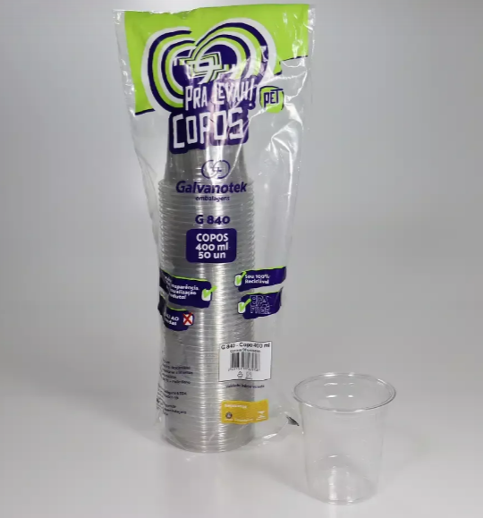 17898 - EMBALAGEM G840 COPO CRISTAL 400ML C/50UN - GALVANOTEK
