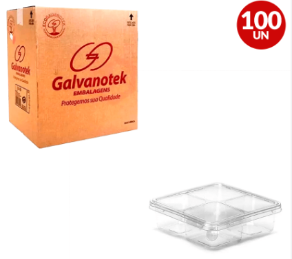 17901 - EMB. G544 BANDEJA C/4 DIV CRISTAL 660ML CX C/100CJ - GALVANOTEK