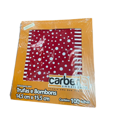 18061 - EMB TRUFA FUN VERMELHO 14,5X15,5 C/100UN - PC/ CROMUS