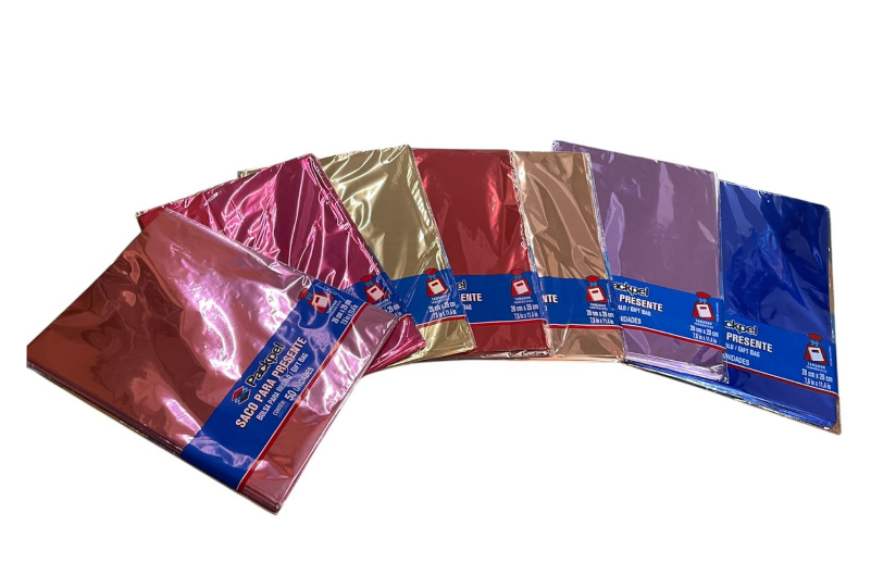 963 - SACO PRESENTE METAL LISO SORT 20X29 C/50UN - PC/ CROMUS