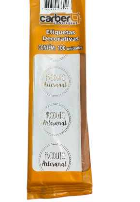 18037 - ETIQUETA PRODUTO ARTESANAL OURO C/100UN - PC/ CROMUS