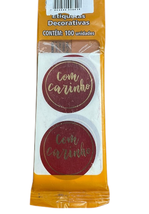 18036 - ETIQUETA VERMELHO C/ CARINHO C/100UN - PC/ CROMUS