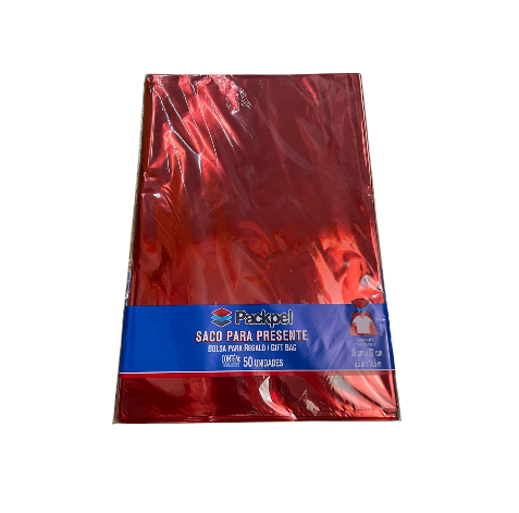 17895 - SACO METAL 25X37 LISO VERMELHO C/50UN - PC/ CROMUS