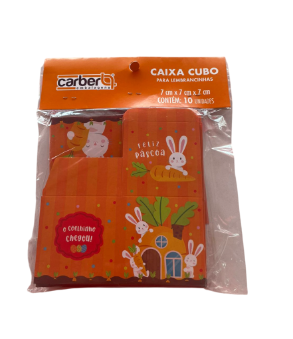 18066 - CAIXA CUBO QUINTAL DO COELHO 7X7X7 C/10UN - PC/ CROMUS