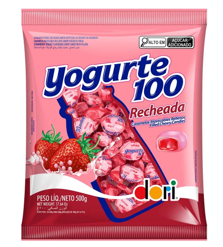 18164 - BALA MORANGO RECHEADA 500G - DORI