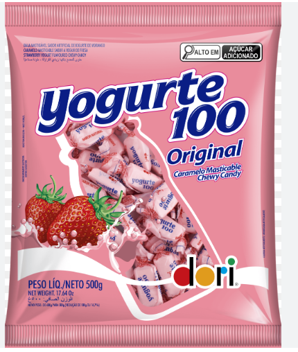 18162 - BALA YOGURTE100 MORANGO 500G - DORI
