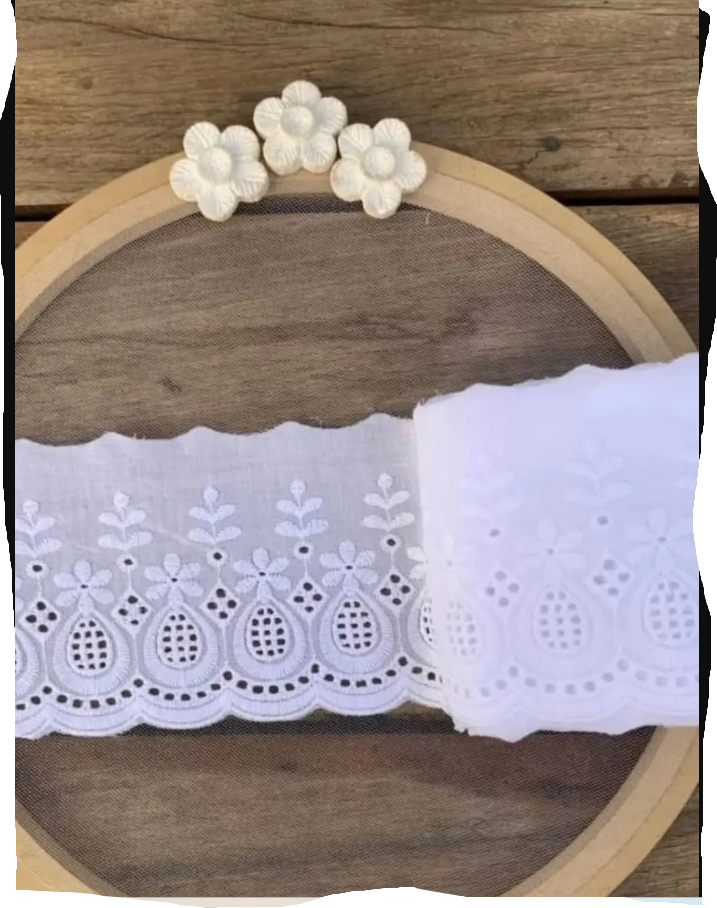 bordado igles 100% algodão branco ( 9 cm - 13,70 m) Cod TR 2121-1
