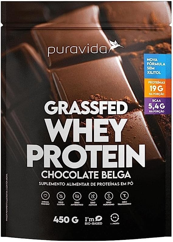 GRASS FED WHEY PROTEIN CHOCOLATE BELGA 450G - PURA VIDA