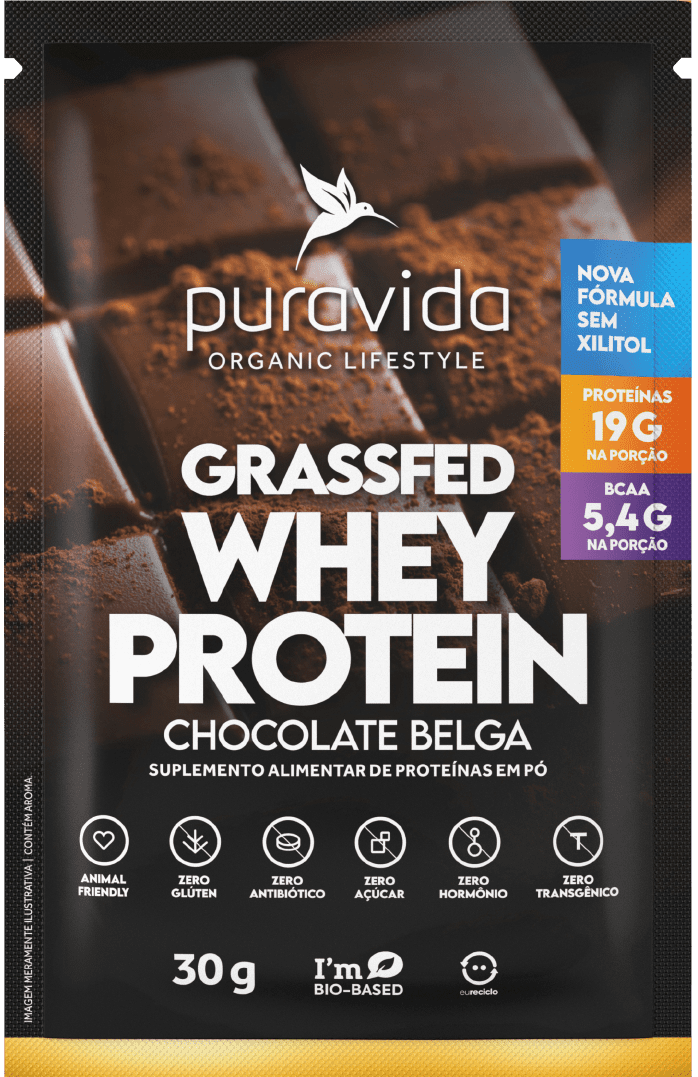 GRASS FED WHEY PROTEIN CHOCOLATE BELGA SACHÊ 30G - PURA VIDA